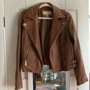 Michael kors brown leather coat